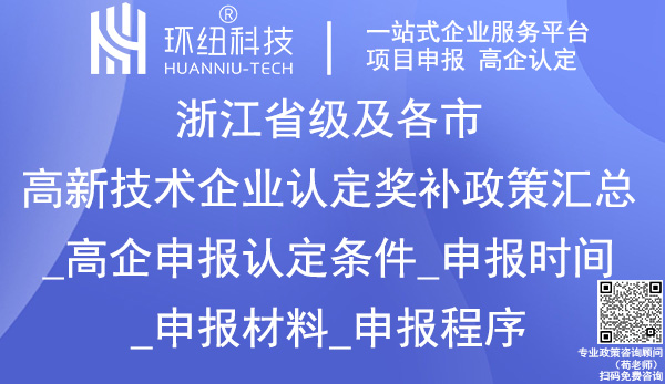 浙江省各市区高新技术企业奖励政策