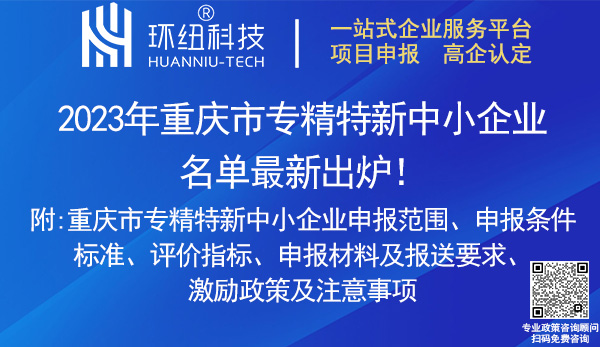 重庆市专精特新中小企业认定申报